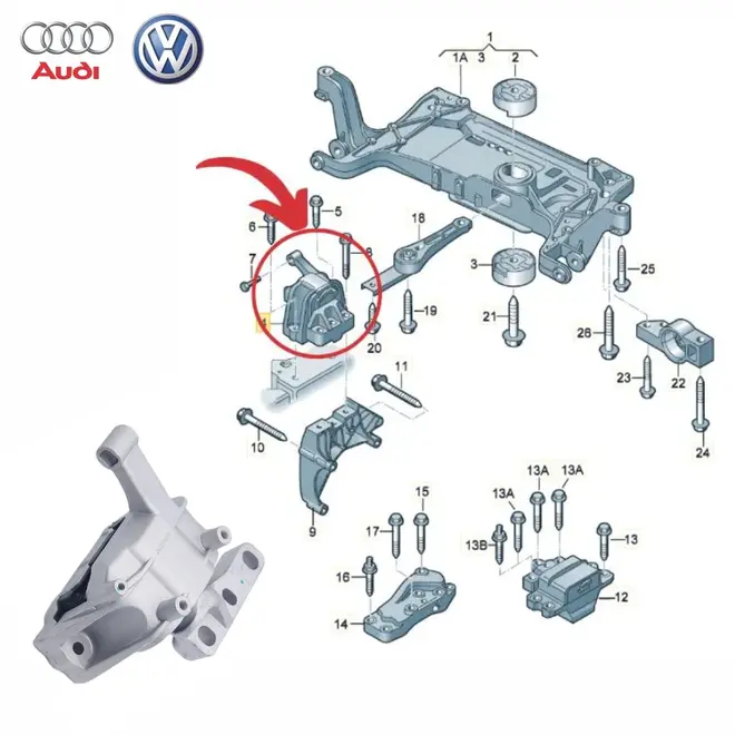 COXIM MOTOR DIREITO AUDI Q3 VOLKSWAGEN TIGUAN 2.0 16V TFSI TSI 2011 A 2017