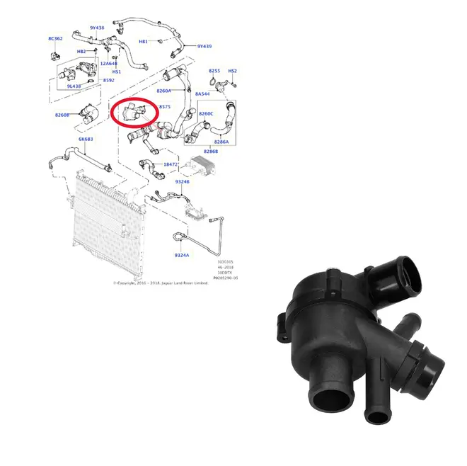 VALVULA TERMOSTATICA LAND ROVER 3.0 24V TDV6 2009 A 2018 LR033675/SKU3265