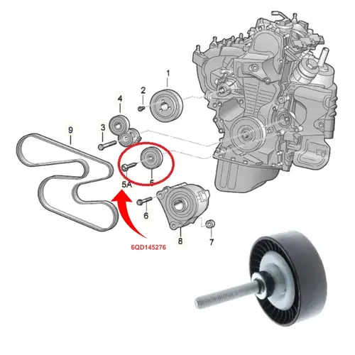 ROL GUIA CORREIA ALT AUDI A1 1.4 16V TFSI 2010 A 2016 6QD145276/SKU1977