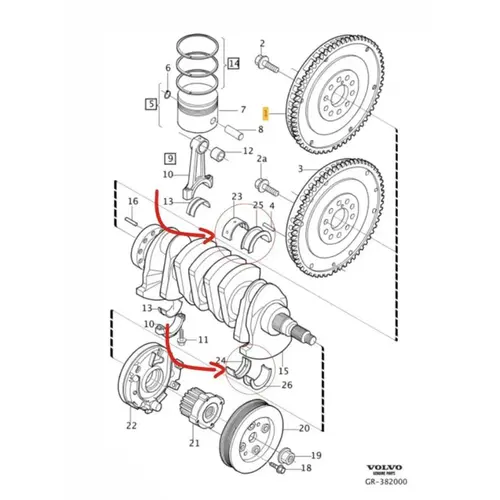 JG BRONZINA MANCAL STD VOLVO 2.0/2.3/2.4/2.5 20V 5 CIL 1999 A 2015 31251799/SKU4053