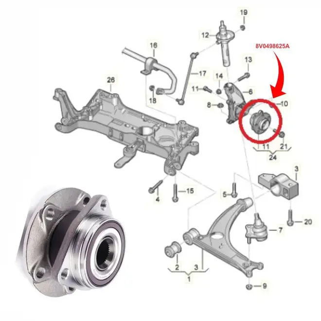 CUBO RODA DIAN AUDI/VW A3/Q3/S3/TT/GOLF/JETTA/TIGUAN/TAOS 1.0 12V TSI/1.4/2.0 16V TFSI/TSI