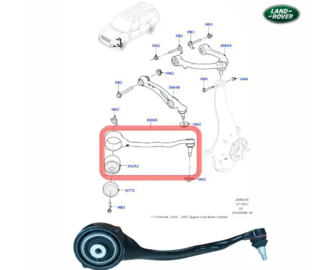 BRACO CURVO INF ESQ LAND ROVER DISCOVERY 5 RANGE ROVER SPORT VOGUE 2.0 16V 3.0 24V 4.4 32V 5.0 32V 2012 A 2023