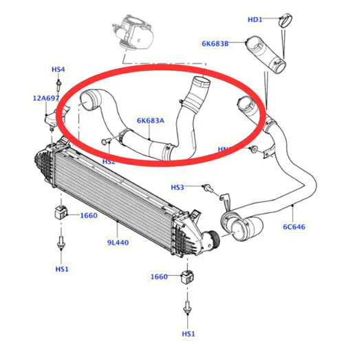 MANG INTERCOOLER DIR  LAND ROVER FREELANDER 2 2.2 16V SD4 2011 A 2015 LR066429/SKU3021