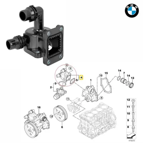 CARCACA VALVULA TERMOSTATICA  BMW 118I/120I/318I/320I/X1 2.0 16V N46 2008 A 2014 115175728