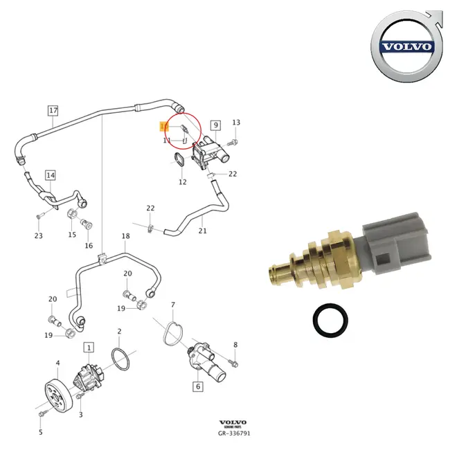 SENSOR TEMPERATURA AGUA VOLVO 1.6/1.8/2.0 16V 2004 A 2015 31216653/SKU3109