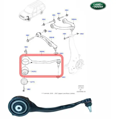 BRAÇO INFERIOR LAND ROVER DISCOVERY 5 RANGE ROVER SPORT VOGUE 2.0 16V 3.0 24V 4.4 32V 5.0 32V 2012 A 2023