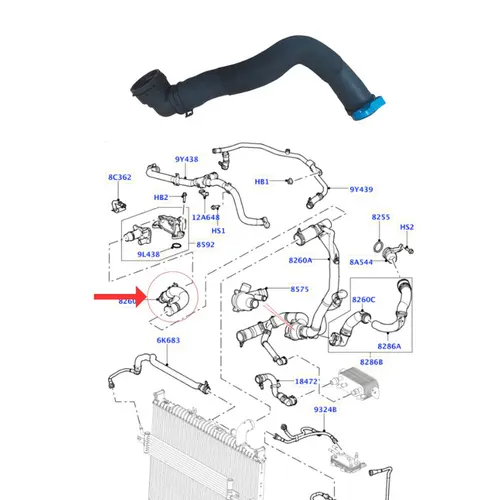MANG AGUA CAVALETA/SUP RADIADOR LAND ROVER DISCOVERY 4/RANGE ROVER SPORT 3.0 24V TDV6 2010