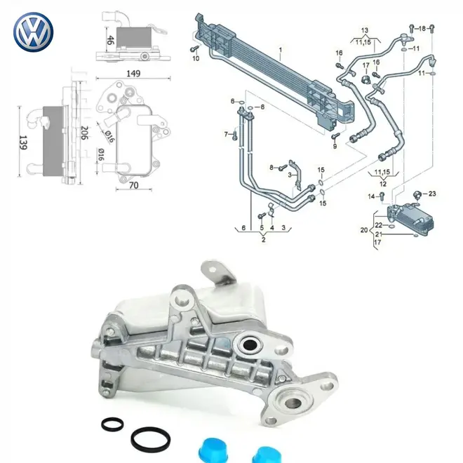 RESFRIADOR RADIADOR OLEO CAMBIO  VW PASSAT/VARIANT/CC 2.0 16V/3.2 24V 2006 A 2012 3C031703
