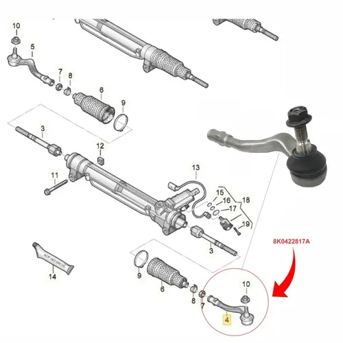 TERMINAL DIRECAO LE  AUDI A4/S4/RS4/A5/S5/RS5/Q5/SQ5/A6/S6/RS6/A7/S7/RS7 2007 A 2018 8K042