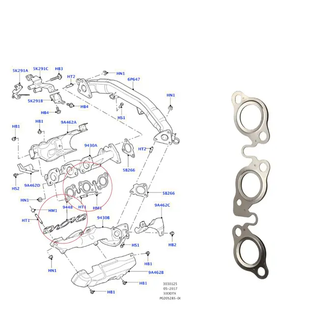 PAR JUNTA COLETOR ESC LAND ROVER 2.7/3.0 24V TDV6 2004 A 2018 1336543/SKU2901