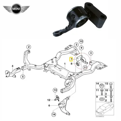 BUCHA BANDEJA DIANT G L/ ESQUERDA MINI COOPERS S 1.6 16V 2005 A 2015 31126757561/SKU2847