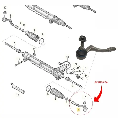 TERMINAL DIRECAO LD AUDI A4/S4/RS4/A5/S5/RS5/Q5/SQ5/A6/S6/RS6/A7/S7/RS7 2007 A 2018 8K0422