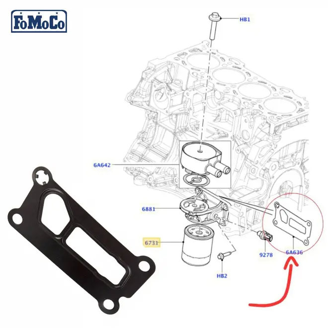JUNTA SUPORTE FILTRO OLEO LAND ROVER/JAGUAR/VOLVO 2.0 016V SI4/T5 2012 A 2018 LR025007/SKU