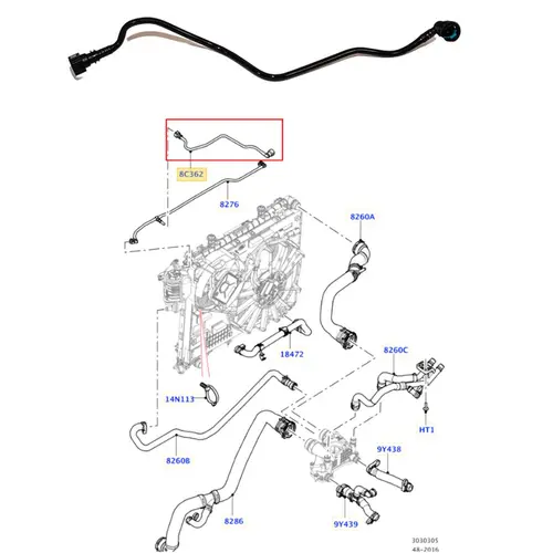 TUBO RETORNO AGUA RADIADOR LAND ROVER RANGE ROVER VOGUE 2010 A 2021/RANGE ROVER SPORT 2014