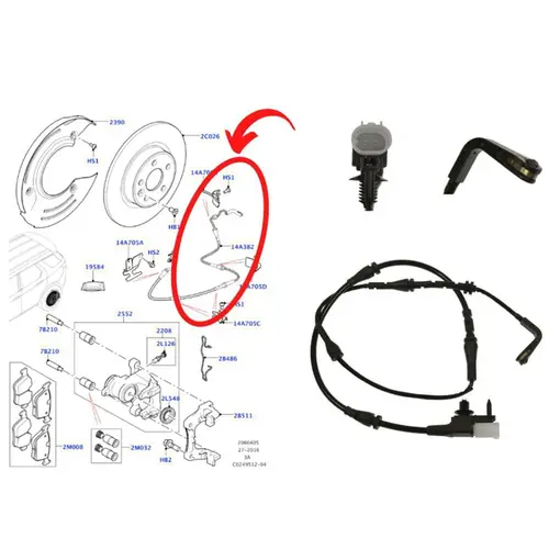 SENSOR DESGASTE PASTILHA TRASEIRA LAND ROVER DISCOVERY SPORT 2.0/2.2 16V  DIESEL/GASOLINA