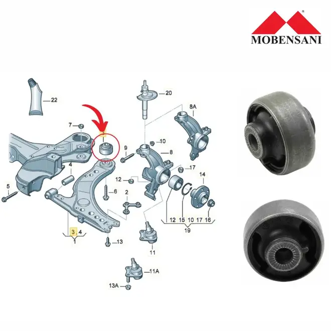 BUCHA TRAS BANDEJA DIAN VW JETTA/FUSCA 1.4/2.0 16V/ 2.0 8V 2011 A 2018 1K0407183M/SKU2779