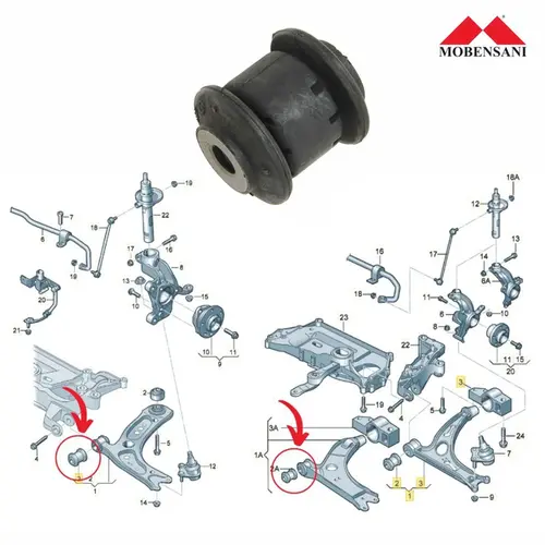 BUCHA BANDEJA DIAN AUDI/VW 1.4/2.0 16V TFSI/TSI/2.0 16V FSI/2.5 20V FSI/ 2.0 8V 2007 A 202
