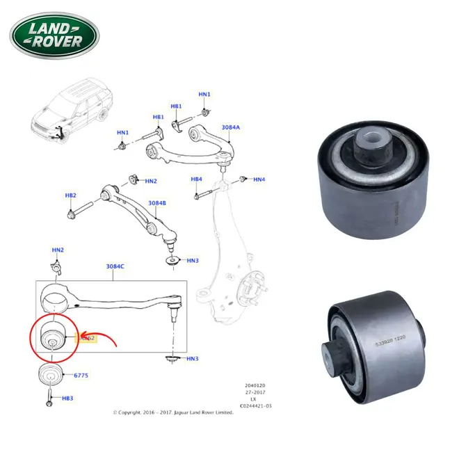 BUCHA BRACO CURVO INF DIAN LAND ROVER 2.0 16V/3.0 24V/4.4 32V/5.0 24V DIESEL/GASOLINA 2012