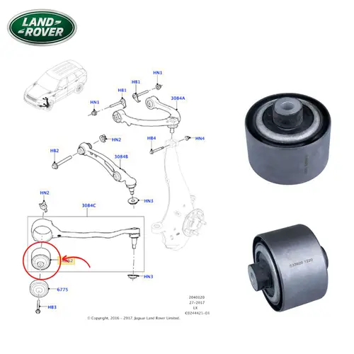 BUCHA BRACO CURVO INF DIAN LAND ROVER 2.0 16V/3.0 24V/4.4 32V/5.0 24V DIESEL/GASOLINA 2012