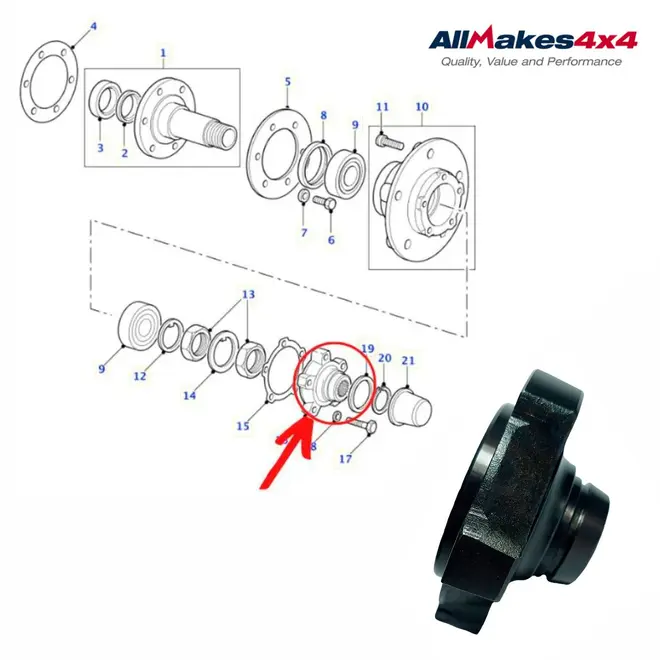 FLANGE SEMI EIXO D/T LAND ROVER DEFENDER 2.5 8V TDI 1987 A 1993 FRC5806/SKU2763