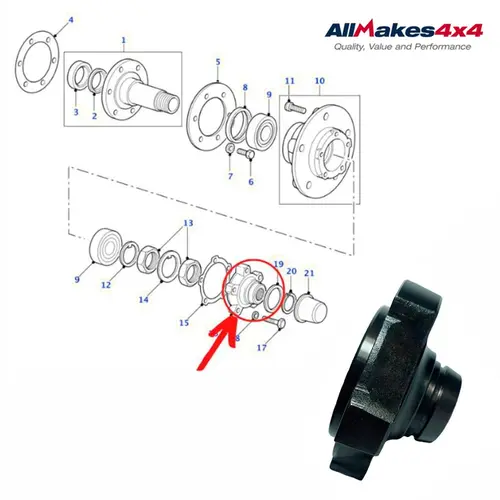 FLANGE SEMI EIXO D/T LAND ROVER DEFENDER 2.5 8V TDI 1987 A 1993 FRC5806/SKU2763