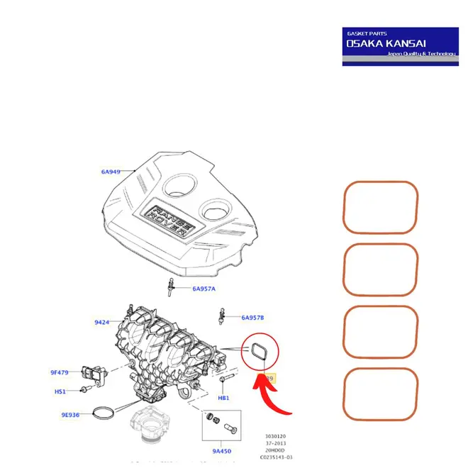 JUNTA COLETOR ADM LAND ROVER/JAGUAR/VOLVO 2.0 16V 2011 A 2019  LR024991/SKU2767