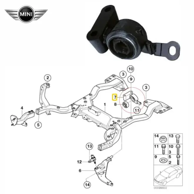 BUCHA BANDEJA DIANT G L/ DIREITA MINI COOPERS S 1.6 16V 2005 A 2015 31126757562/SKU2845