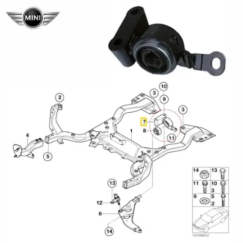 BUCHA BANDEJA DIANT G L/ DIREITA MINI COOPERS S 1.6 16V 2005 A 2015 31126757562/SKU2845