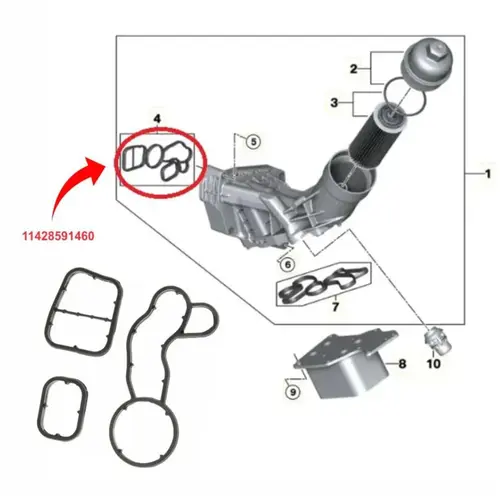 JUNTA SUPORTE FILTRO OLEO BMW/MINI B48 2014 A 2020 11428591460/SKU2566