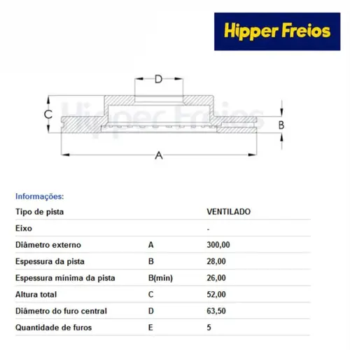 DISCO FREIO DIAN LAND ROVER/VOLVO  2.0/2.2 16V/2.5 20V/3.0/3.2 24V 2007 A 2017 LR007055/SK
