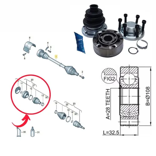 JUNTA DESLIZANTE LADO CAMBIO AUDI/VW 1.8 20V/1.4/1.8/2.0 16V TFSI 1998 A 2018 1K0498103A