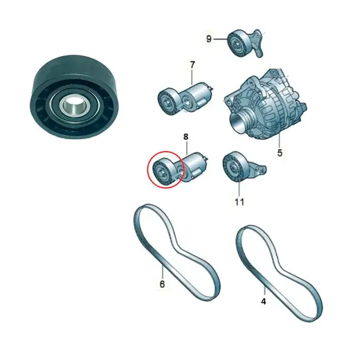POLIA TENSORA CORREIA AR CONDICIONADO AUDI RS3/RSQ3/TT 2.5 2009 A 2018/VW JETTA 2.5 2007 A
