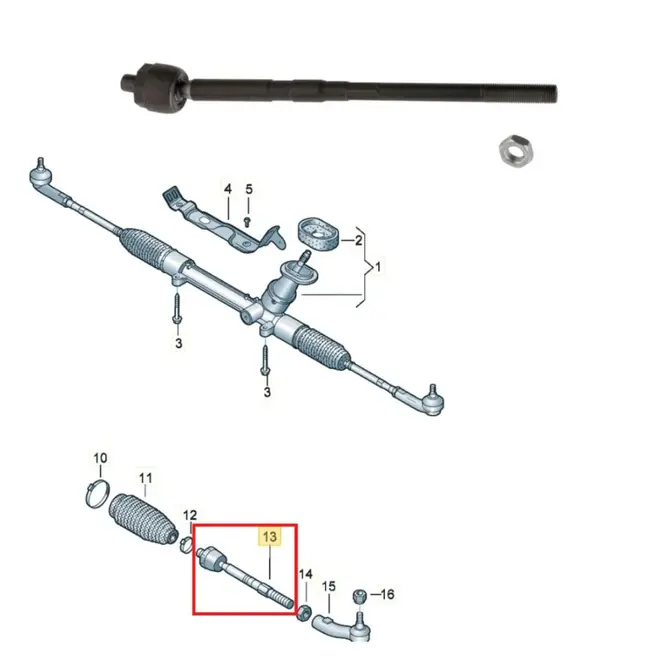 BARRA BRAÃ‡O AXIAL DIREÃ‡ÃƒO 1.4 16V TFSI 2011 A 2018 6C0423810C/SKU2663