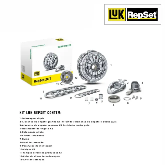 KIT EMBREAGEM DUPLA AUDI/VW A1/A3/GOLF/JETTA 1.4 16V TFSI/TSI 2010 A 2019 0AM141017BB/SKU2