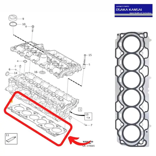 Junta Cabeçote Motor 0,70mm Volvo S60 V60 XC60 3.0 24V Turbo 2009 a 2015 B6304T2 T3 T4 T5