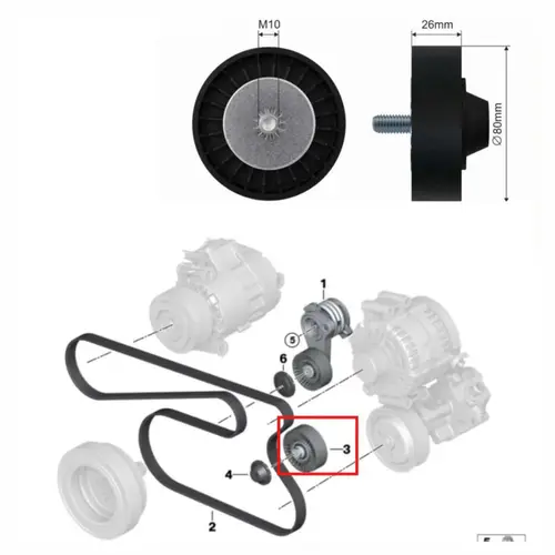 POLIA GUIA CORREIA ALTERNADOR BMW 130I/325I/330I/525I/530I/X1/X3/X5 3.0 24V N52 2001 A 201