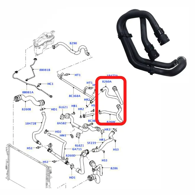 KIT MANGUEIRA AR QUENTE LAND ROVER 3.2 24V 2007 A 2015  LR006469/SKU2469