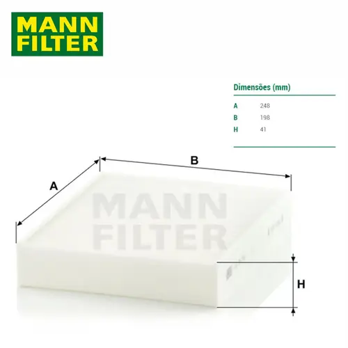 FILTRO CABINE BMW 1.6/2.0 16V/3.0 24V N13/N20/N48/N55/S55 2011 A 2019 64119237554/SKU2538