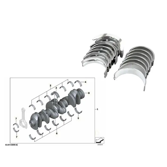 JOGO BRONZINA DE MANCAL FIXO BMW 130I M235I 325I 330I 335I 435I 525I 530I 535I 640I X1 X3 X4 X5 X6 Z4 2.5 3.0 24V N52 N54 N55 2005 A 2019