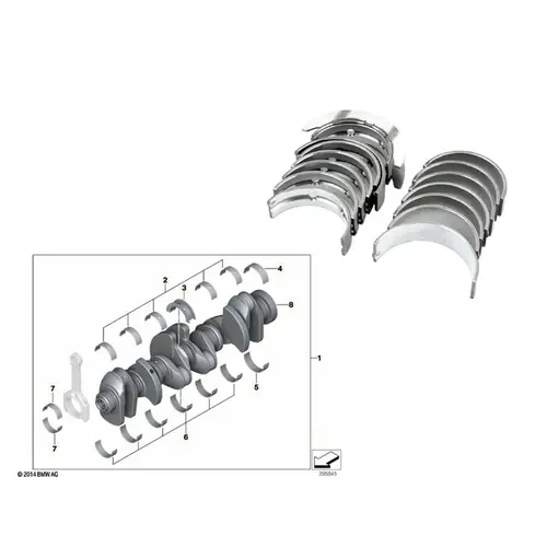 JOGO BRONZINA DE MANCAL FIXO BMW 130I M235I 325I 330I 335I 435I 525I 530I 535I 640I X1 X3 X4 X5 X6 Z4 2.5 3.0 24V N52 N54 N55 2005 A 2019