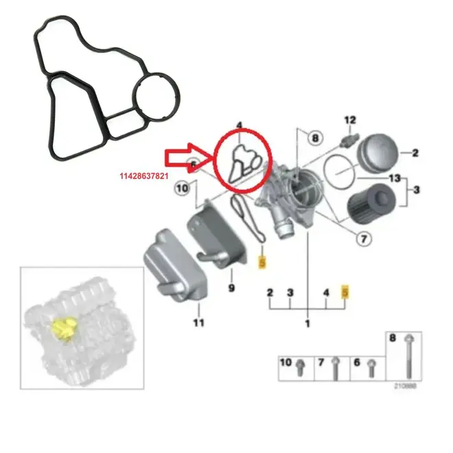 JUNTA SUPORTE FILTRO ÓLEO BMW 120I 125I 220I 225I 320I 328I 420I 428I 528I X1 2.0 16V TURBO N20 2012 A 2018