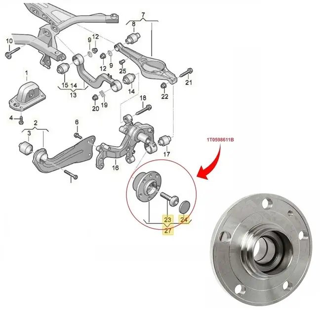 CUBO RODA TRASEIRA COM ROLAMENTO 32 MM AUDI A1/A3/Q3/TT 2007 A 2019/VW JETTA 2006 A 2010/T