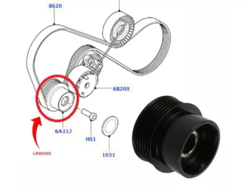 POLIA RODA LIVRE ALTERNADOR LAND ROVER VOLVO FREELANDER V60 S60 S80 XC60 XC90 3.0