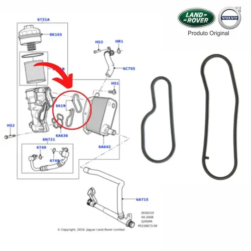 JUNTA TROCADOR CALOR LAND ROVER/VOLVO 3.0/3.2 24V 2007 A 2015 LR003968/SKU2665