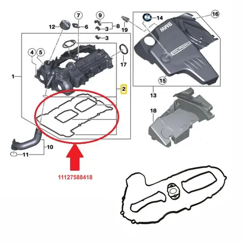 JUNTA TAMPA VALVULA BMW 2.0 16V N20 2013 A 2019 11127588418/SKU1271