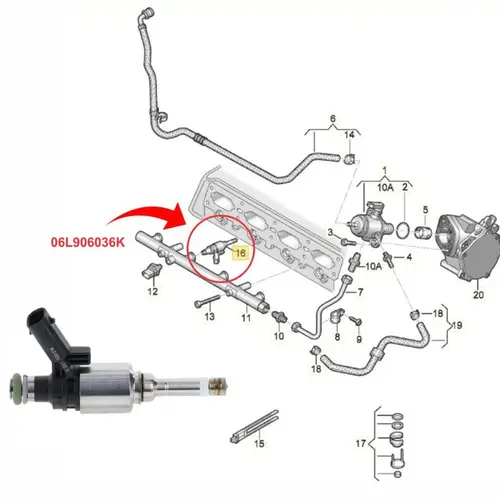 BICO INJETOR AUDI A1/A3/A4/A5/A6/Q5/Q7/TT/VW GOLF/JETTA/PASSAT/TIGUAN 2.0 16V 2011 A 2018