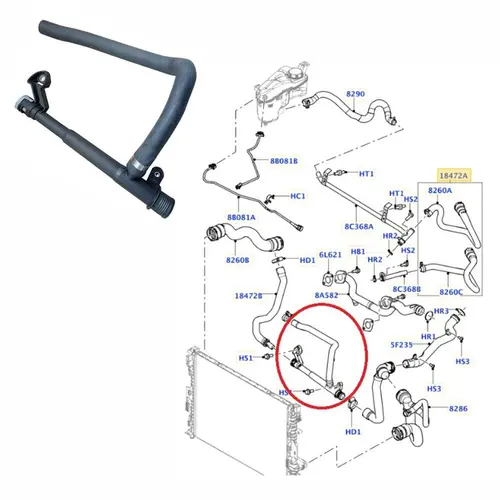 MANG C/ TUBO INF SAIDA LAND ROVER/VOLVO 3.0 24V TURBO/ 3.2 24V 6CC LR001427/SKU2097