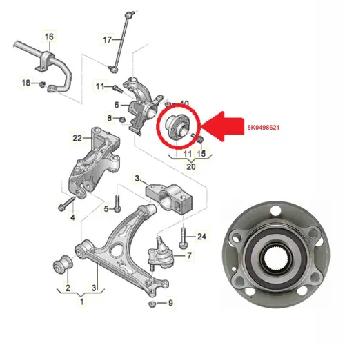 CUBO RODA DIAN AUDI A1/A3/TT/VW JETTA/PASSAT/TIGUAN 1.4 16V/2.0 16V TSI/ 2.5 20V/3.2 24V 1