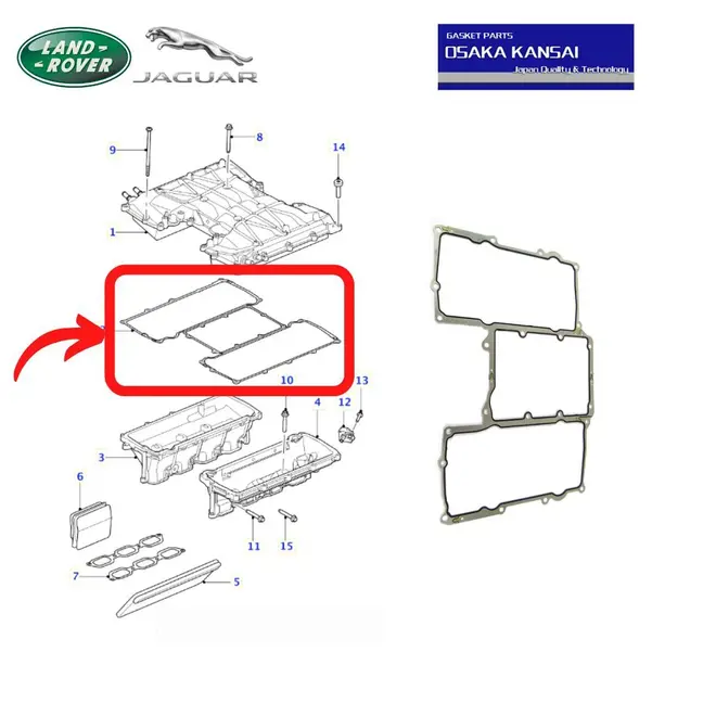 JUNTA COLETOR ADM SUPERCHARGER LAND ROVER/JAGUAR 3.0 24V V6 2012 A 2019 LR041680/SKU2610