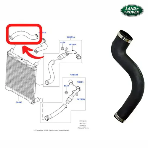 MANGUEIRA INTERCOOLER SUPERIOR DIREITA LAND ROVER RANGE ROVER 3.6 32V TDV8 2002 A 2012 PNH500510